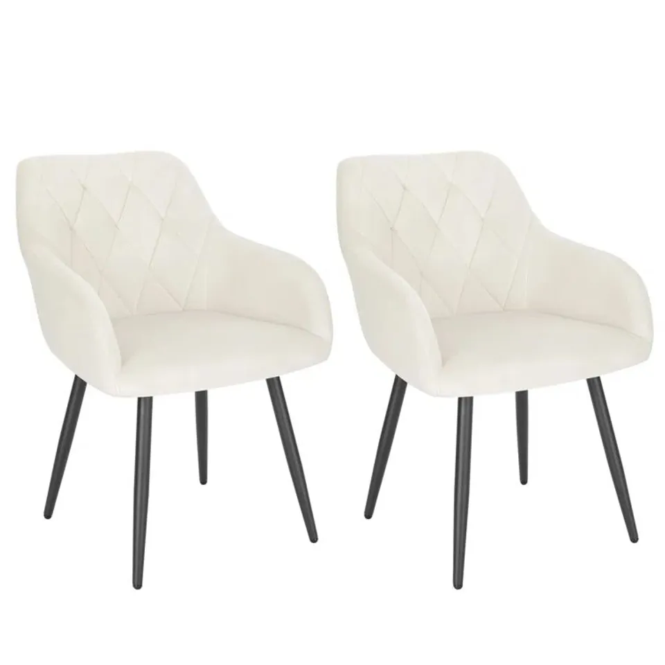 BOXED ALVION TUFTED VELVET ARMCHAIR, CREAM - SET OF 2 (1 BOX)