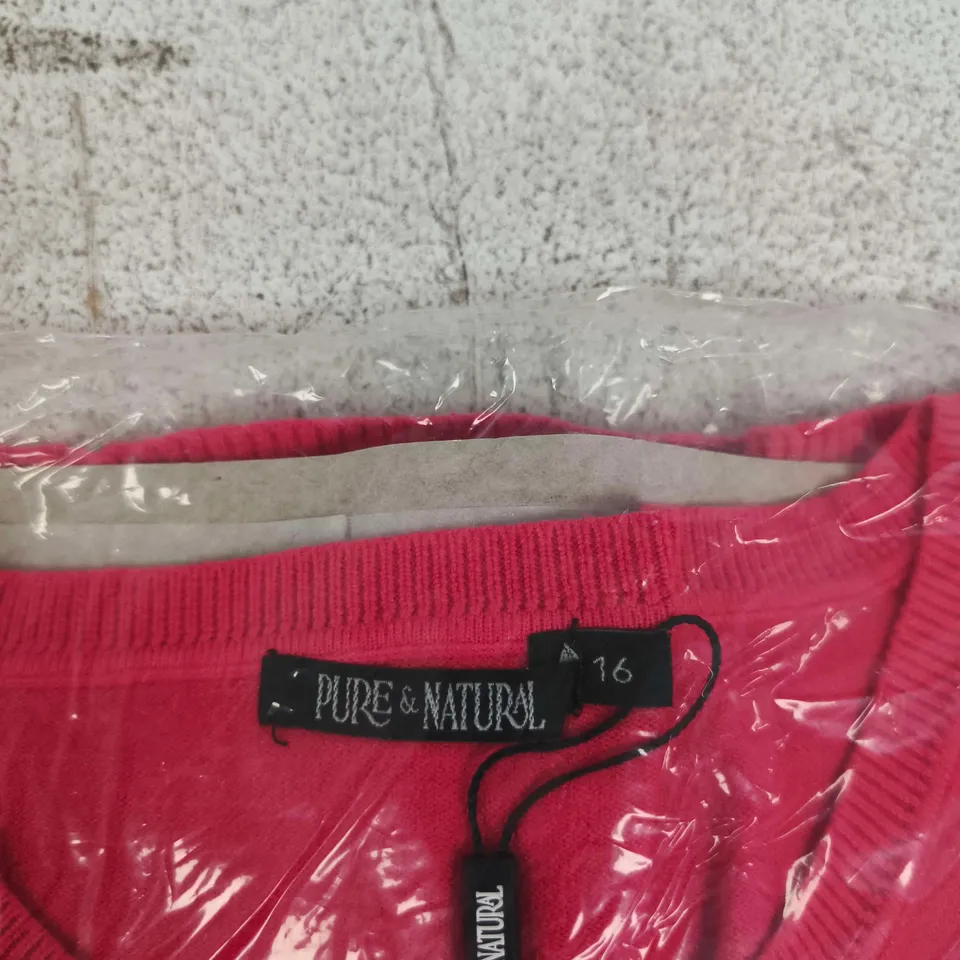 PURE & NATURAL LADIES CORAL CREW NECK CARDIGAN – UK SIZE 16 (VLK16044)