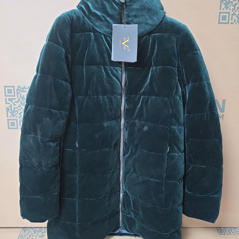 19V69 ITALIA GIUBOTTI LUNGO LONG COAT – GREEN, SIZE S (ART. VI21A10095)