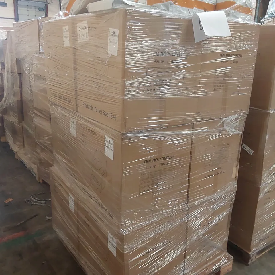 PALLET CONTAINING A LARGE QUANTITY OF PORTABLE TOILET SEAT SETS , LED GROW LIGHTS ECT