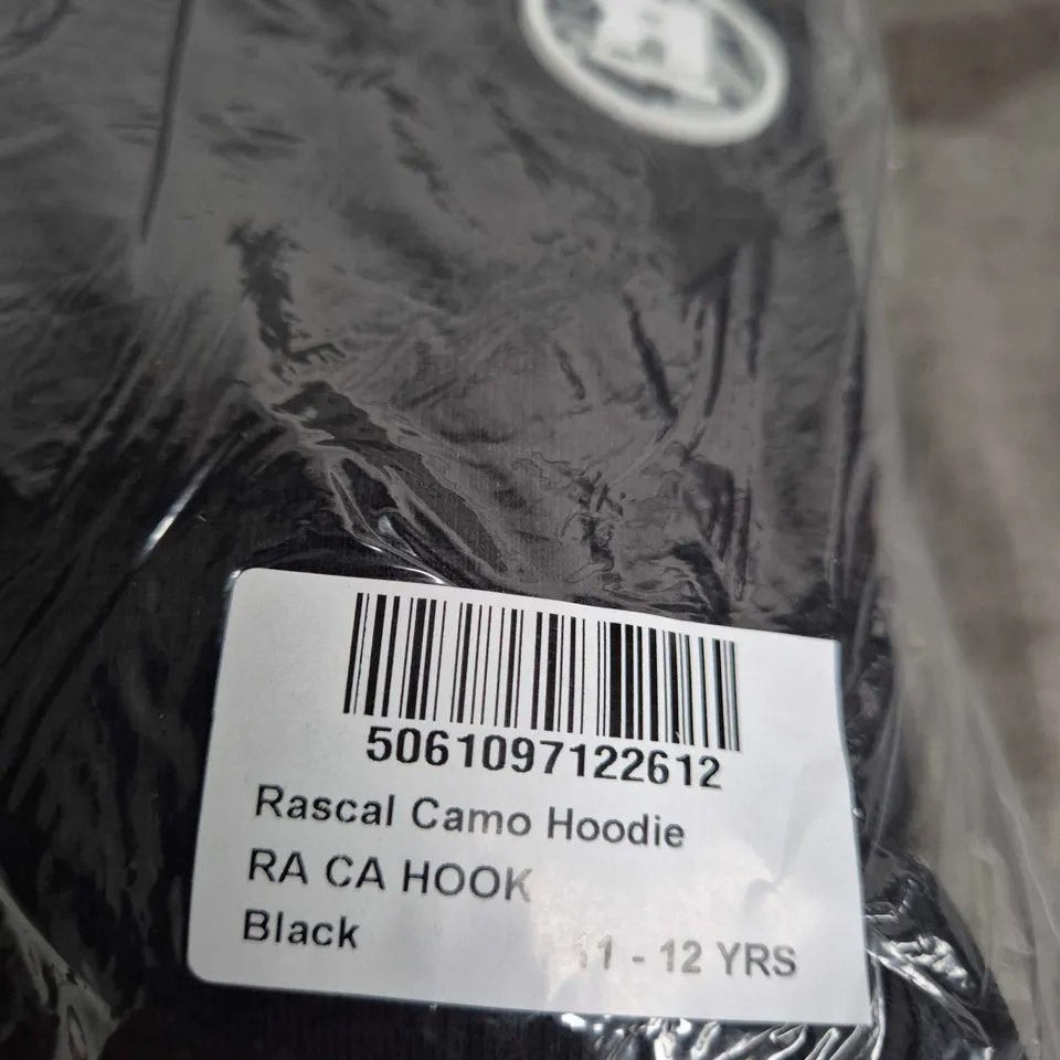 RASCAL CAMO HOODIE – BLACK, 11-12 YRS