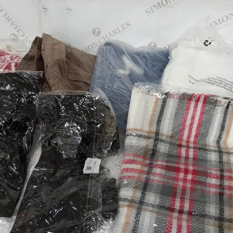 APPROXIMATELY 50 ASSORTED CLOTHING ITEMS IN VARIOUS COLOURS AND SIZES TO INCLUDE JUMPERS, TROUSERS, HOODIES