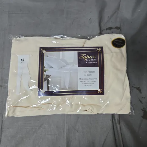TOPAZ LUXURY HOME COLLECTION DEEP FITTED SHEETS – MICROFIBRE POLYESTER, CREAM