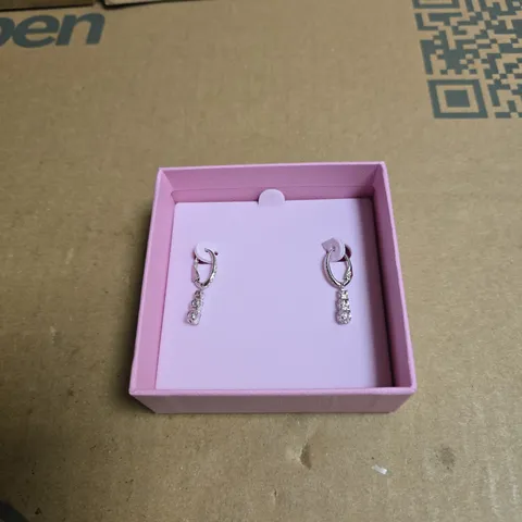 SWAROVSKI SILVER-TONE DROP EARRINGS WITH CUBIC ZIRCONIA STONES – PAIR