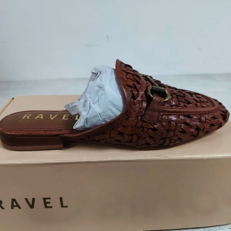 RAVEL TAN LEATHER WOVEN MULE – UK 5 (EUR 38)
