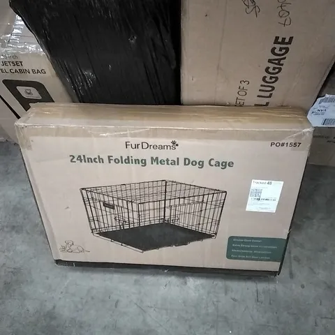 BOXED FURDREAMS 24INCH FOLDING METAL DOG CAGE 