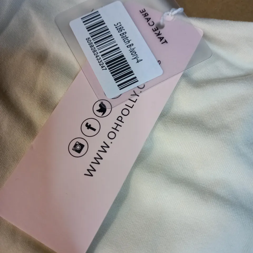 OHPOLLY IVORY FORM FITTING BODYSUIT - SIZE 4