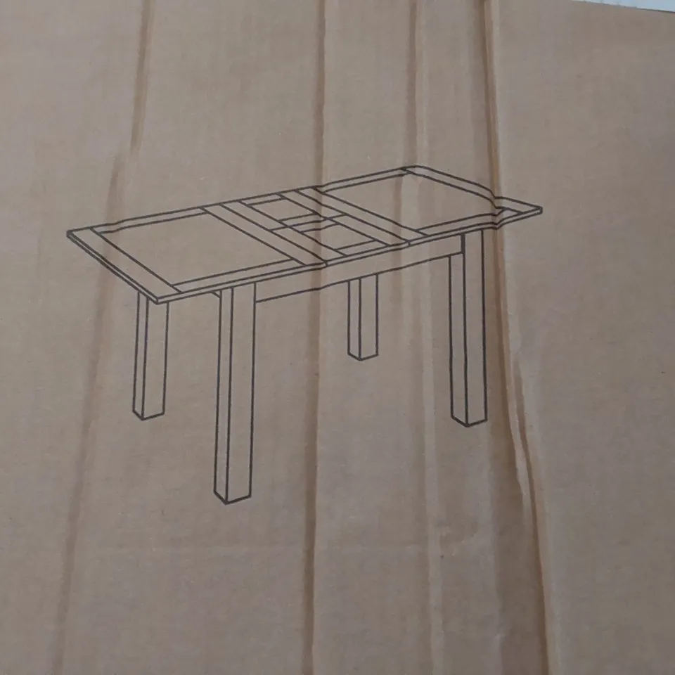 BOXED EXTENDABLE OAK SOLID WOOD BASE DINING TABLE (2 BOXES)