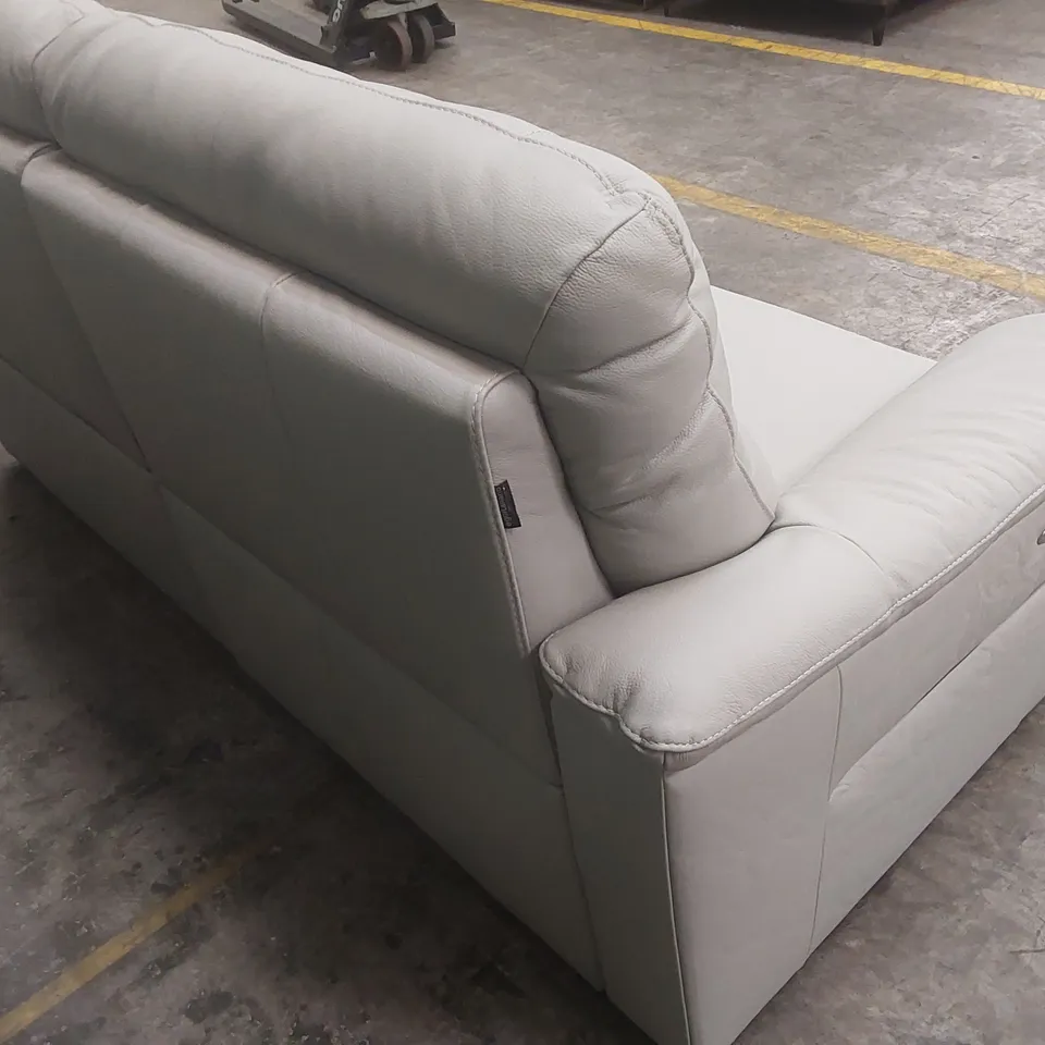 QUALITY DESIGNER ITALIAN MADE 3 SEATER ELECTRIC RECLINER LEATHER SOFA - SILVER