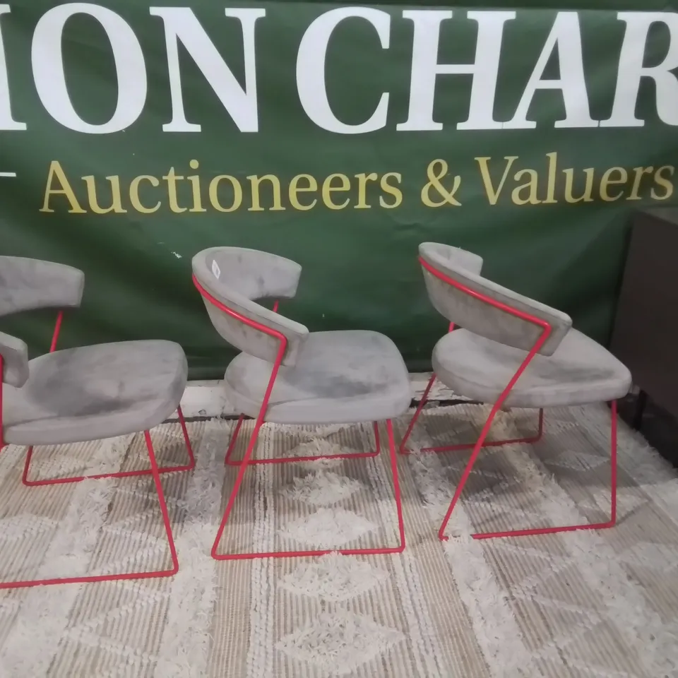 SET OF THREE ITALIAN MADE CALLIGARIS NEW YORK CHAIRS GREY/RED RRP £942