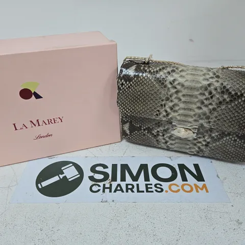 BOXED LA MAREY LONDON SNAKESKIN-EFFECT CLUTCH BAG