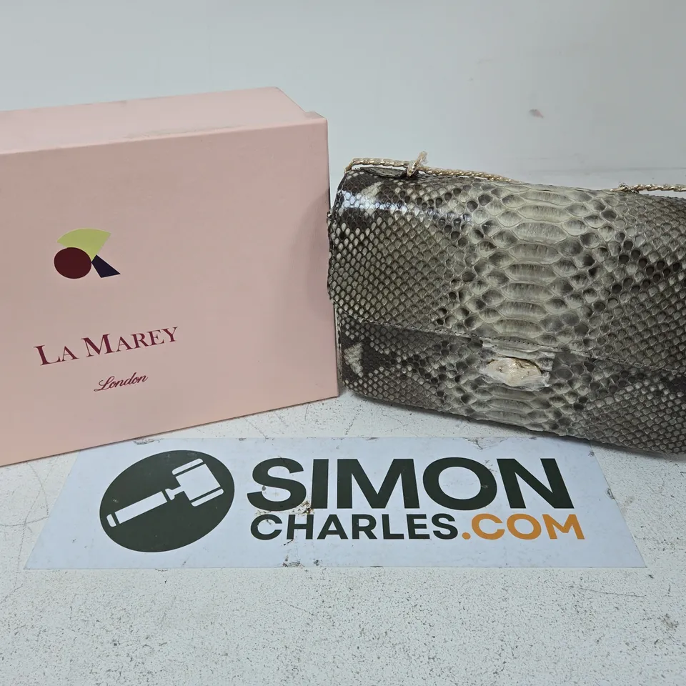 BOXED LA MAREY LONDON SNAKESKIN-EFFECT CLUTCH BAG