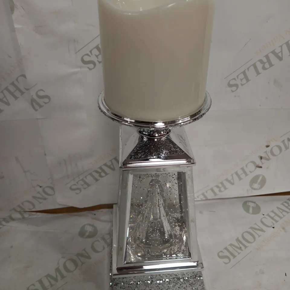 JULIEN MACDONALD FLAMELESS SWIRLING GLITTER CHRISTMAS TREE CANDLE HOLDER