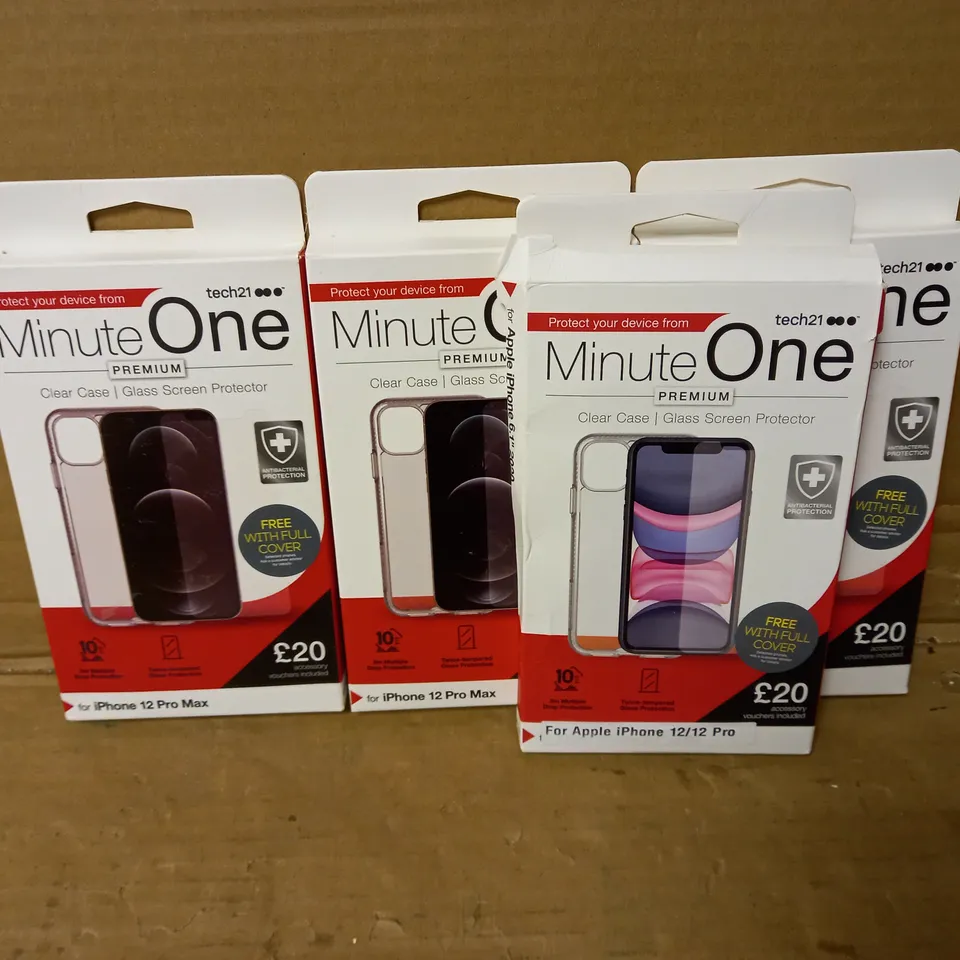 LOT OF 4 MINUTE ONE CLEAR CASES INCLUDING 3 FOR IPHONE 12 PRO MAX AND 1 FOR IPHONE 12/12 PRO