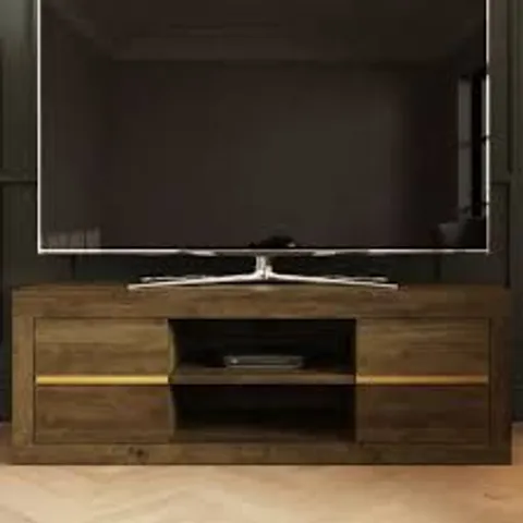 BOXED GFW ASTLEY 4 DRAWER 2 OPEN SHELF KNOTTY OAK TV UNIT (2 BOXES)