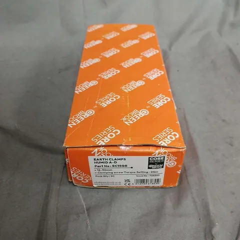 BOXED EARTH CLAMPS HUMID A-D EC15GB, 12–32MM, 20 PACK – CORE SERIES, GREEN BROOK