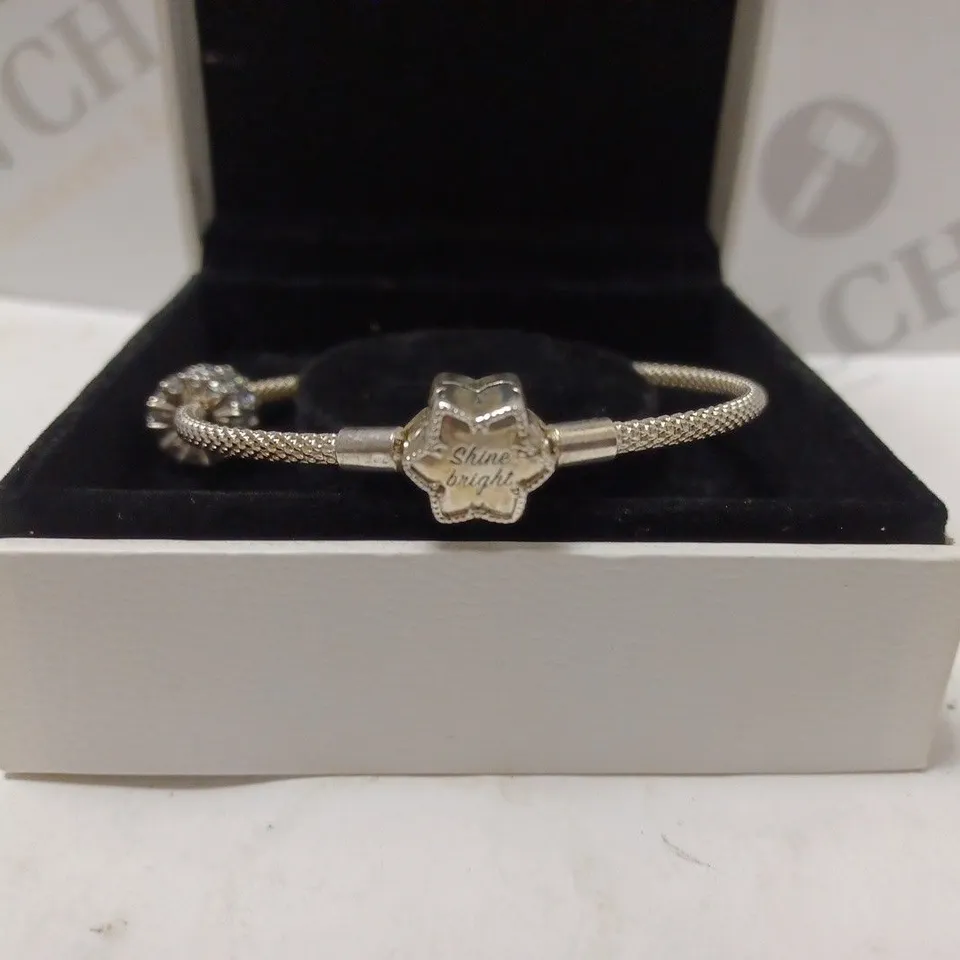 PANDORA SILVER BRACELET WITH A DIAMOND CHARM