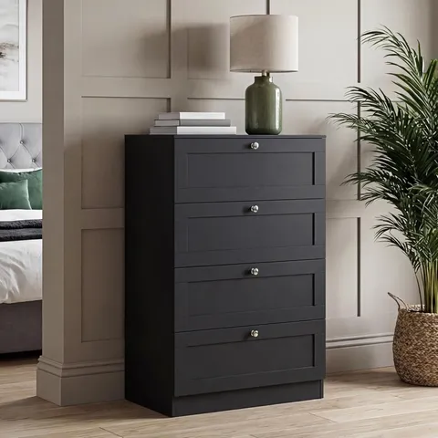 Boxed Vida Designs Altino 4 Drawer Chest of Drawers | Black | H99xW65xD36 cm