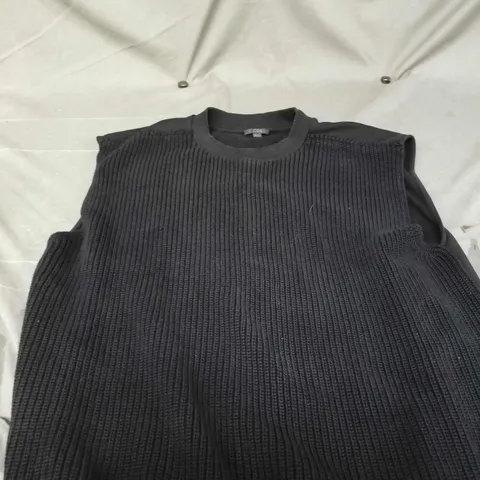 COS BLACK RIBBED KNIT SLEEVELESS TOP – SIZE L 