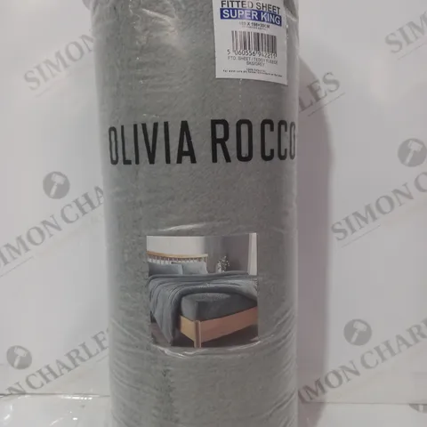 OLIVIA ROCCO TEDDY FLEECE DEEP FITTED SHEET IN GREY - SUPER KING SIZE