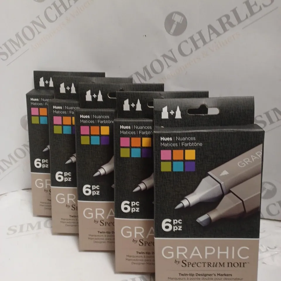 5 X BOXES OF GRAPHIC TWIN TIP DESIGNER MARKERS BY SPECTRUM NOIR
