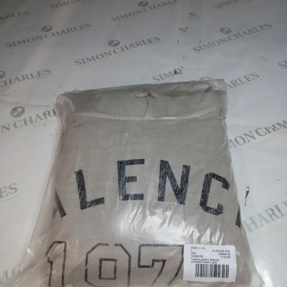 BAGGED TOPSHOP GRAPHIC VALENCIA OVERSIZED HOODIE SIZE L