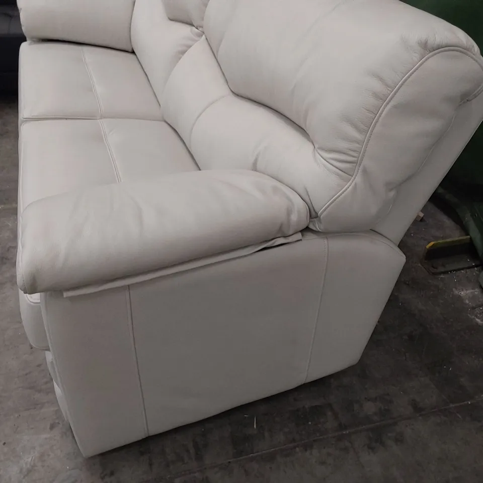 QUALITY BRITISH DESIGNER G PLAN STRATFORD THREE SEATER SOFA CAPRI CHALK LEATHER 