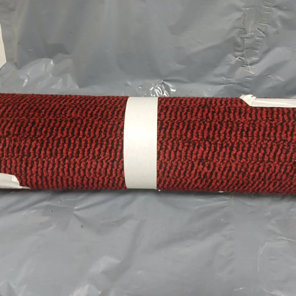 UNBRANDED RED AND BLACK STRIPED RUG - SIZE UNSPECIFIED - COLLECTION ONLY