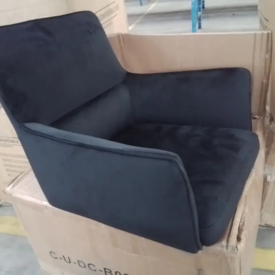 BOXED EBERN SET OF TWO IVOR BLACK VELVET DINING CHAIRS