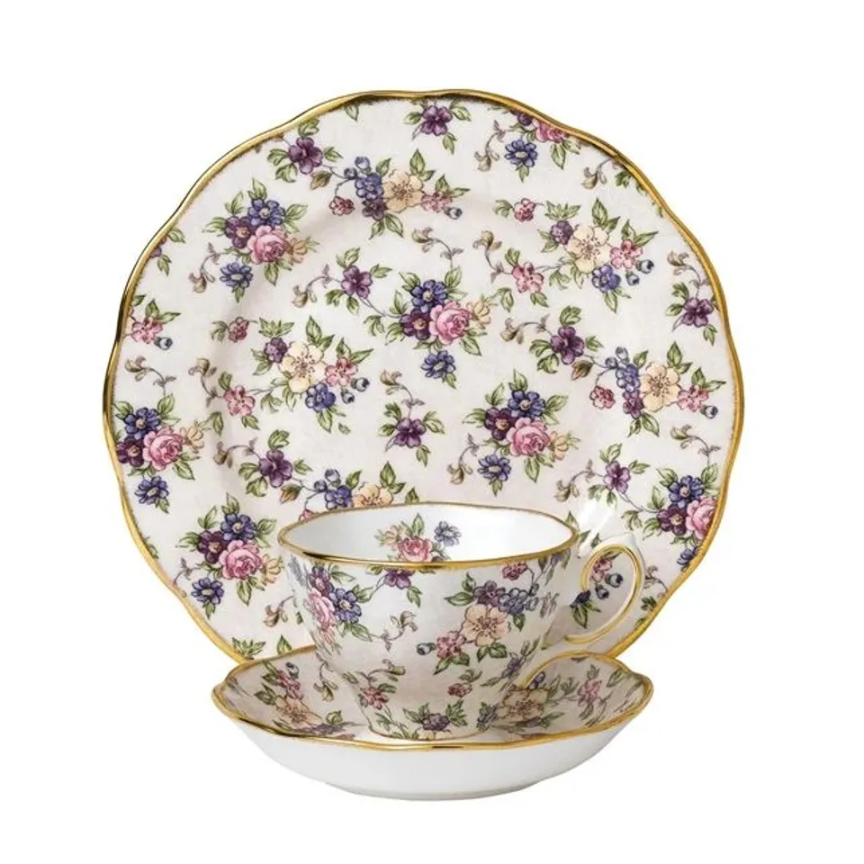 BOXED 100 YEARS OF ROYAL ALBERT - PLATE, TEACUP & SAUCE SET, ENGLISH CHINTZ 