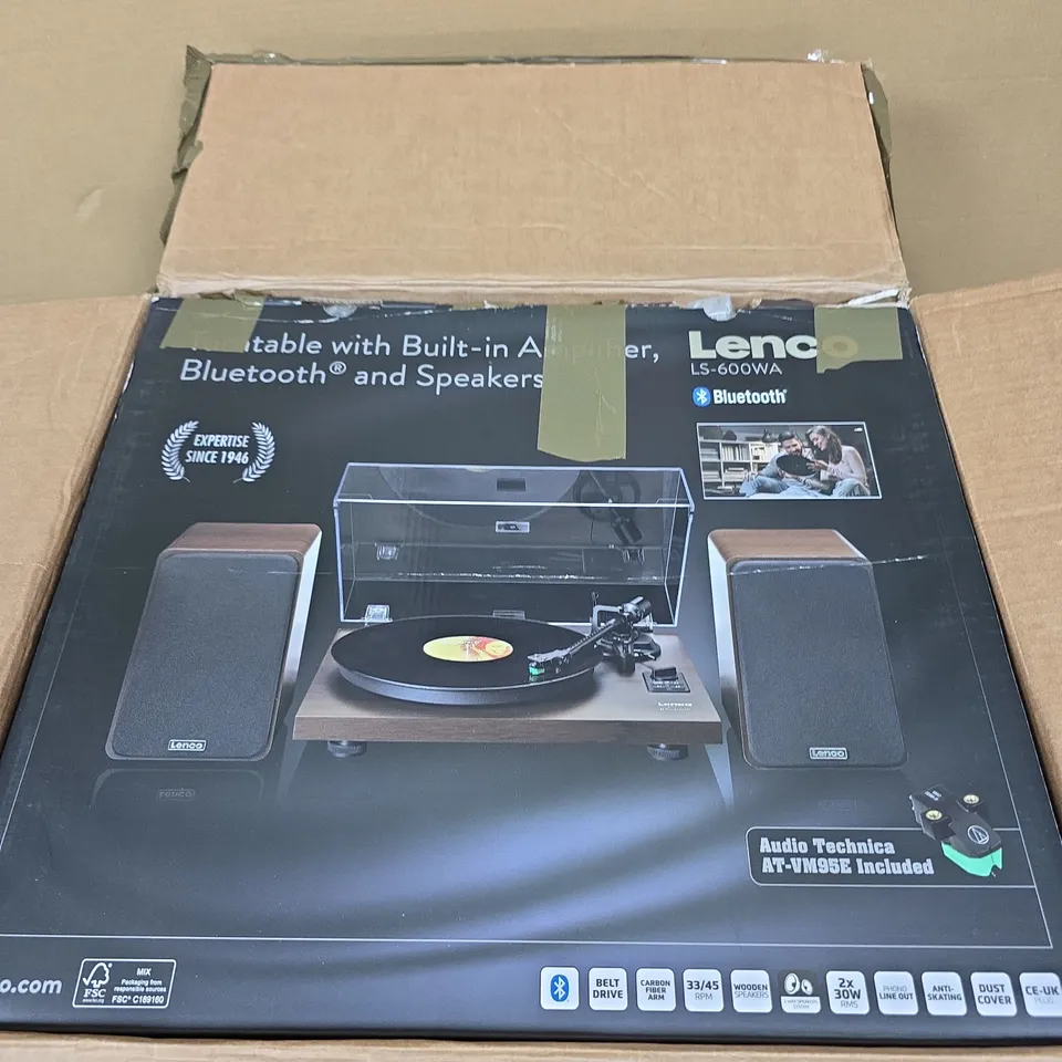 LENCO LS-600WA TURNTABLE WITH BUILT-IN AMPLIFIER, BLUETOOTH & SPEAKERS 