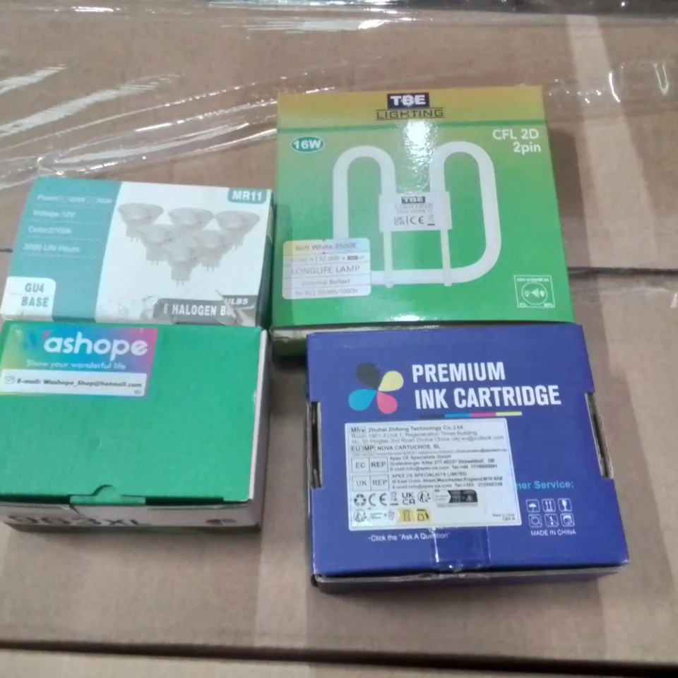 PALLET TO CONTAIN A LARGE QUANTITY OF INK CARTRIDGES AND LIGHTBULBS 