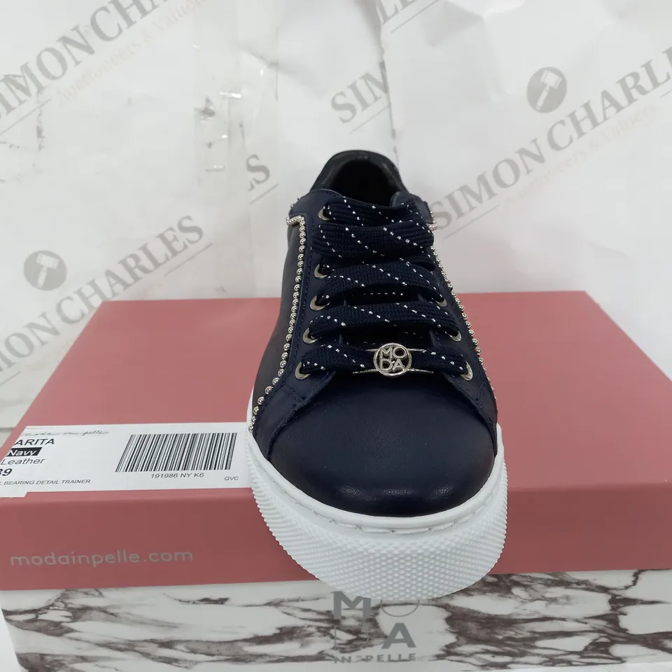 BOXED MODA IN PELLE ARITA NAVY LEATHER SHOES - UK 6 