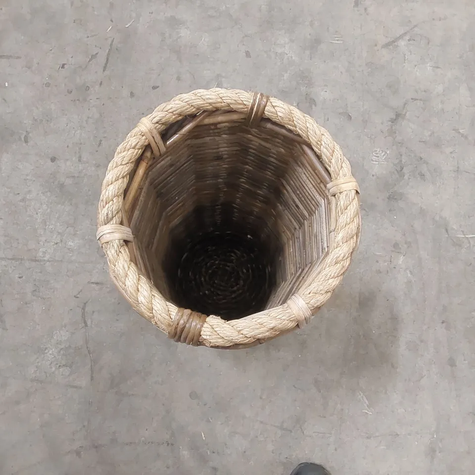 DESIGNER TALL ROUND WICKER BASKET 