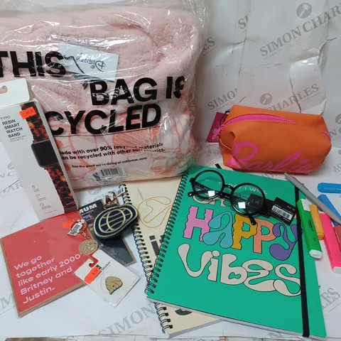 APPROXIMATELY 7 COTTON ON ITEMS INCLUDING DISNEY MICKEY MOUSE THROW, BARBIE PENCIL CASE, A4 NOTE BOOKS
