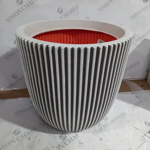 UNBRANDED IVORY PLANT POT WITH BLACK GLASS PEBBLES 