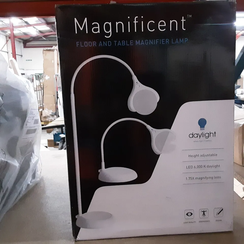 BOXED MAGNIFICENT  FLOOR AND TABLE MAGNIFIER LAMP 1.75X MAGNIFYING LENS 