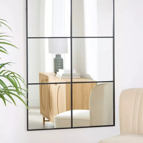 LARGE WINDOW PANE MIRROR - BLACK 80X120CM