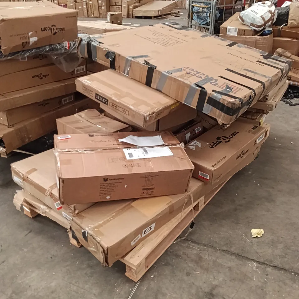 PALLET OF ASSORTED, INCOMPLETE FURNITURE PARTS AND PIECES 