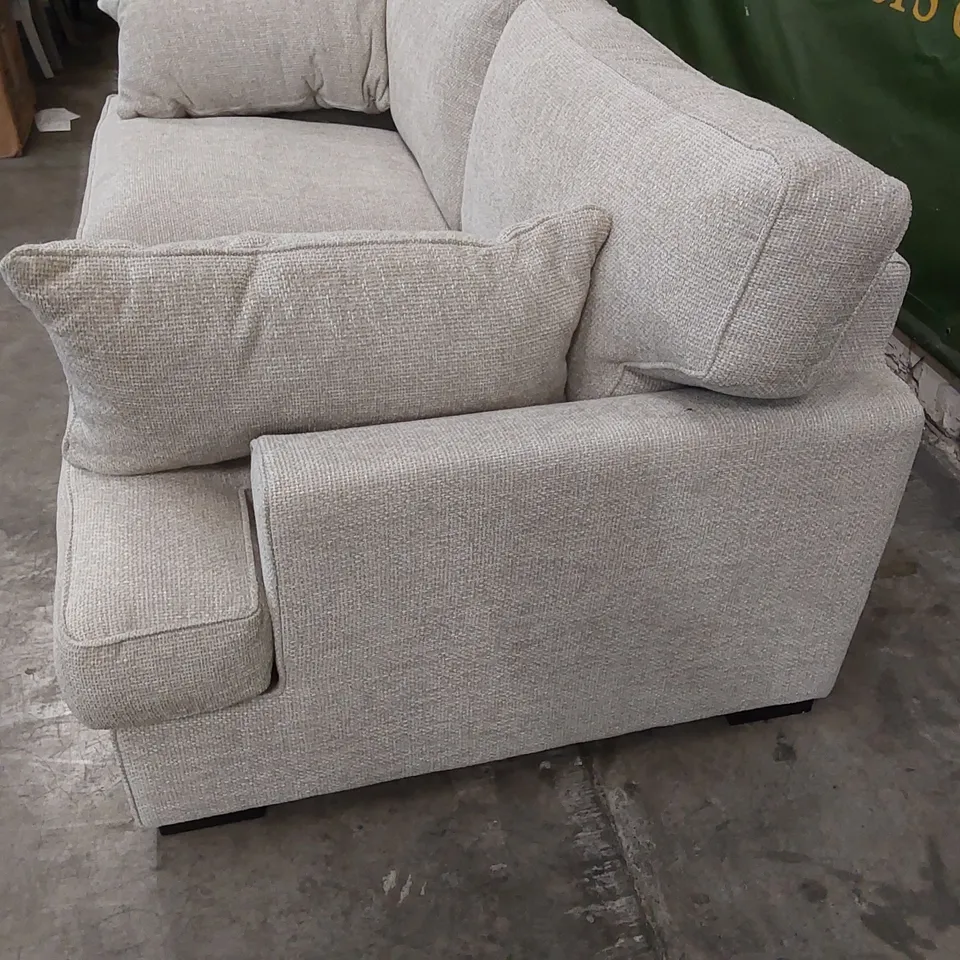 DESIGNER COTTAGE 3 SEATER FABRIC UPHOLSTERED SOFA - OATMEAL COLOUR 