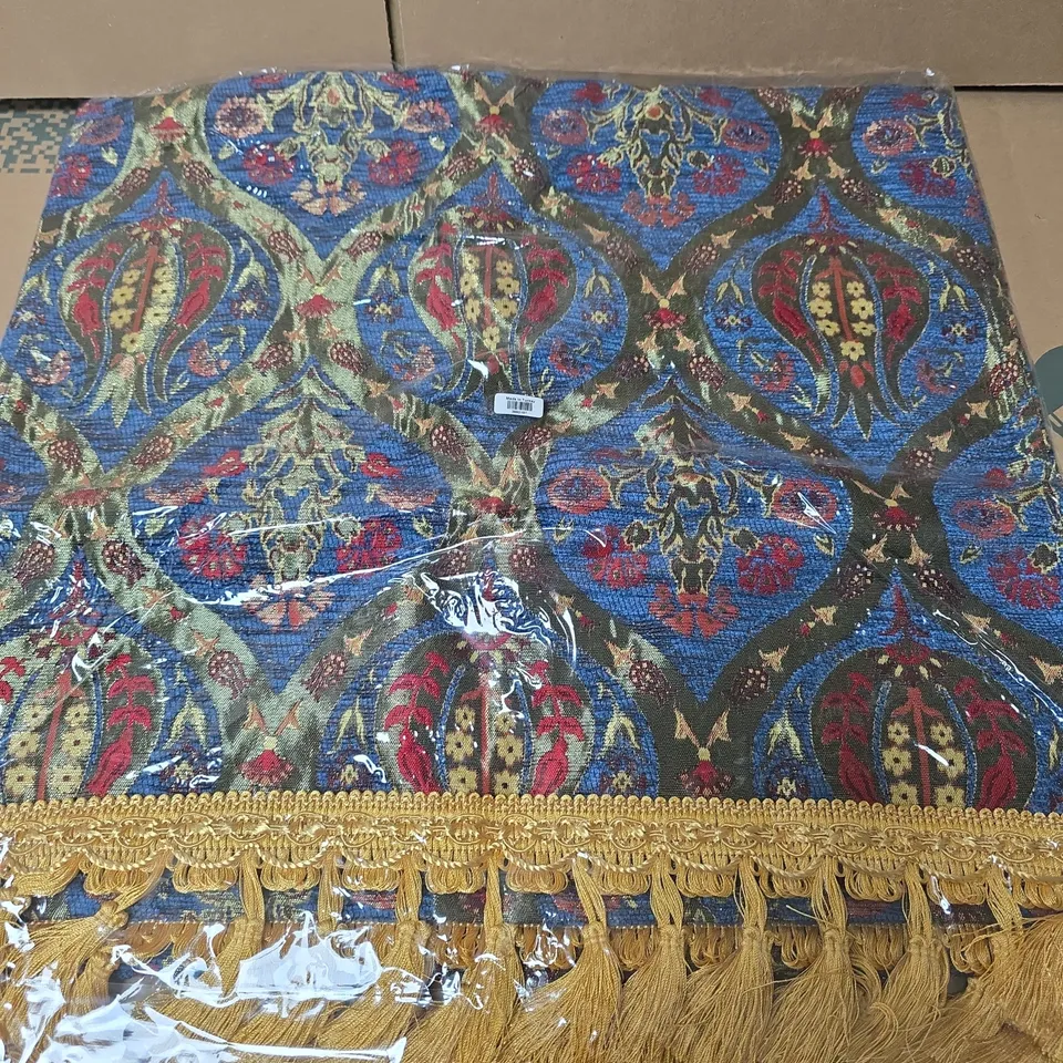 APPROXIMATELY 20 TURKISH TABLE RUNNERS WITH TASSELS
