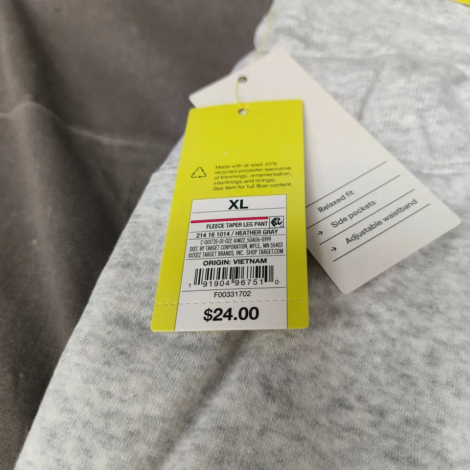 2 X ALL IN MOTION MID RISE TAPER PANT HEATHER GRAY XL WITH TAGS