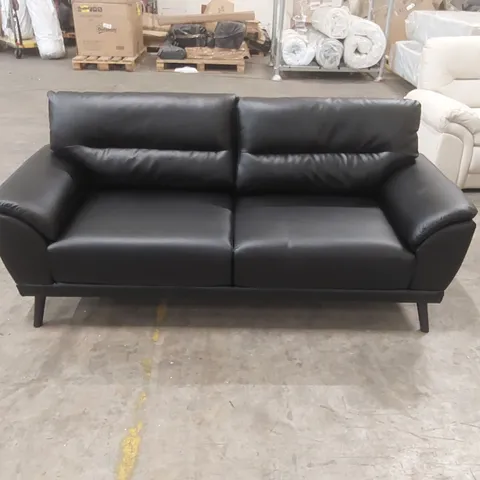 QUALITY DESIGNER 3-SEATER FAUX LEATHER BLACK SOFA
