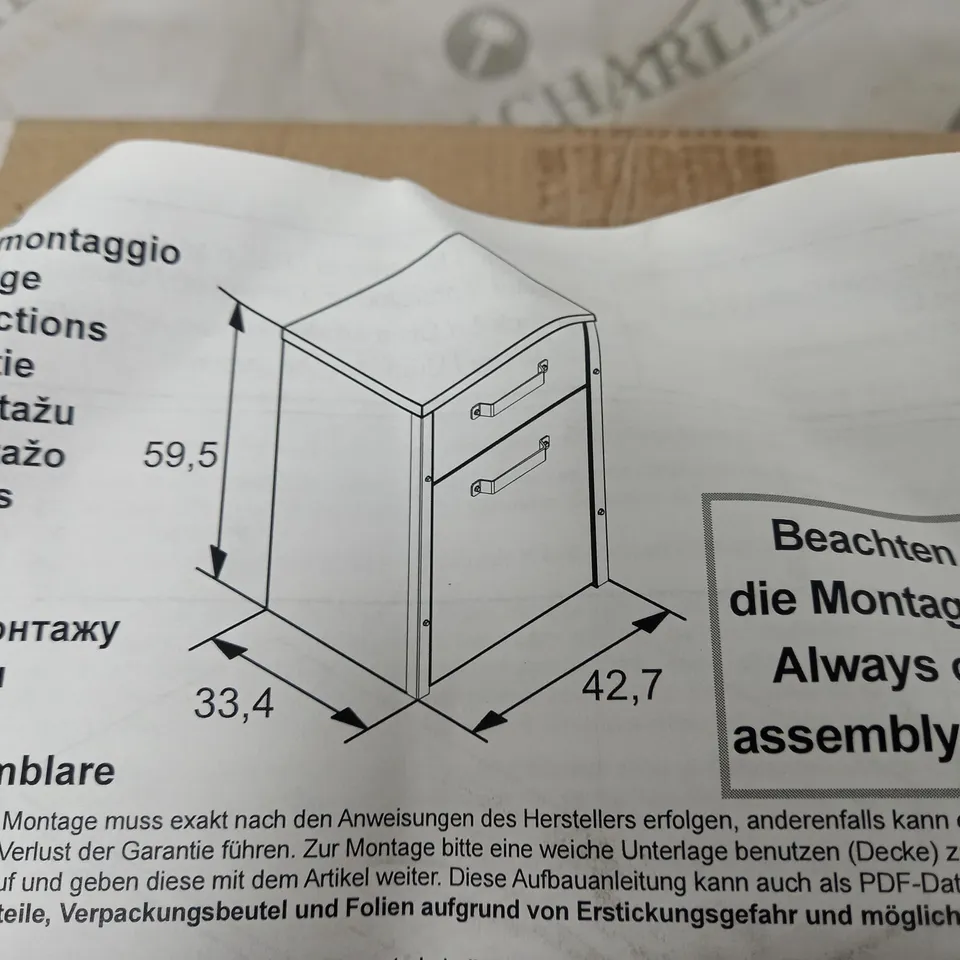 BOXED HARKON 2-DRAWER BED SIDE TABLE