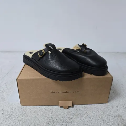 DUNE LONDON GENE BLACK LEATHER MULE – UK 7 (EU 40)