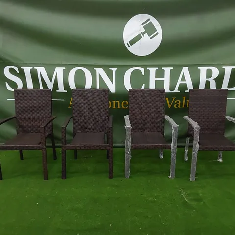 SET OF 4 CHOCOLATE MIX RATTAN CHAIRS