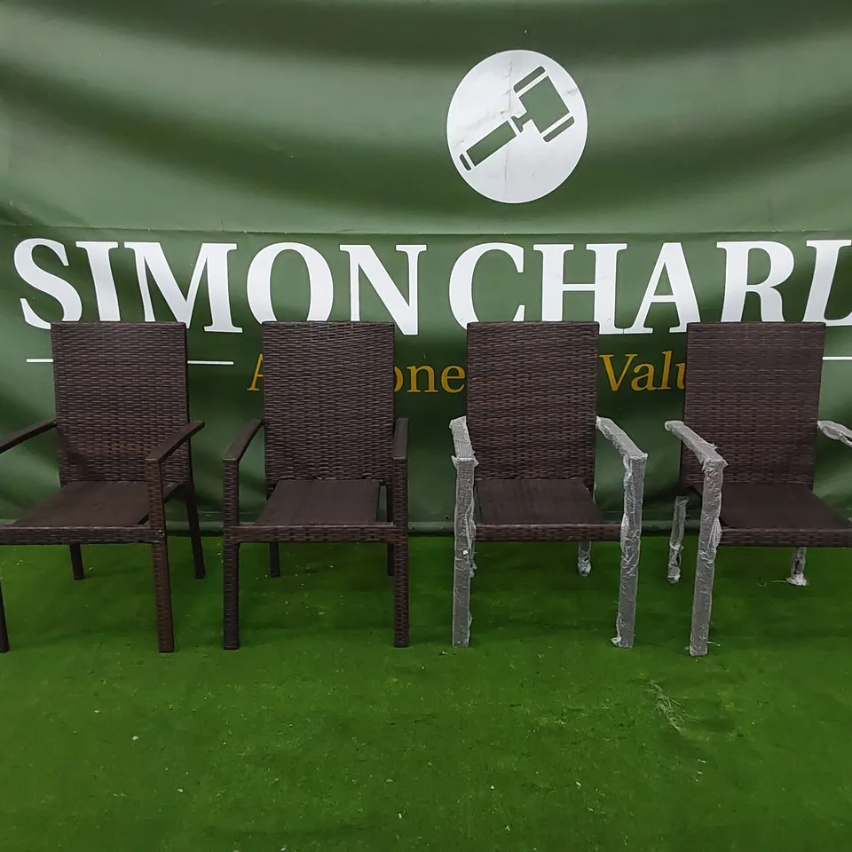 SET OF 4 CHOCOLATE MIX RATTAN CHAIRS 