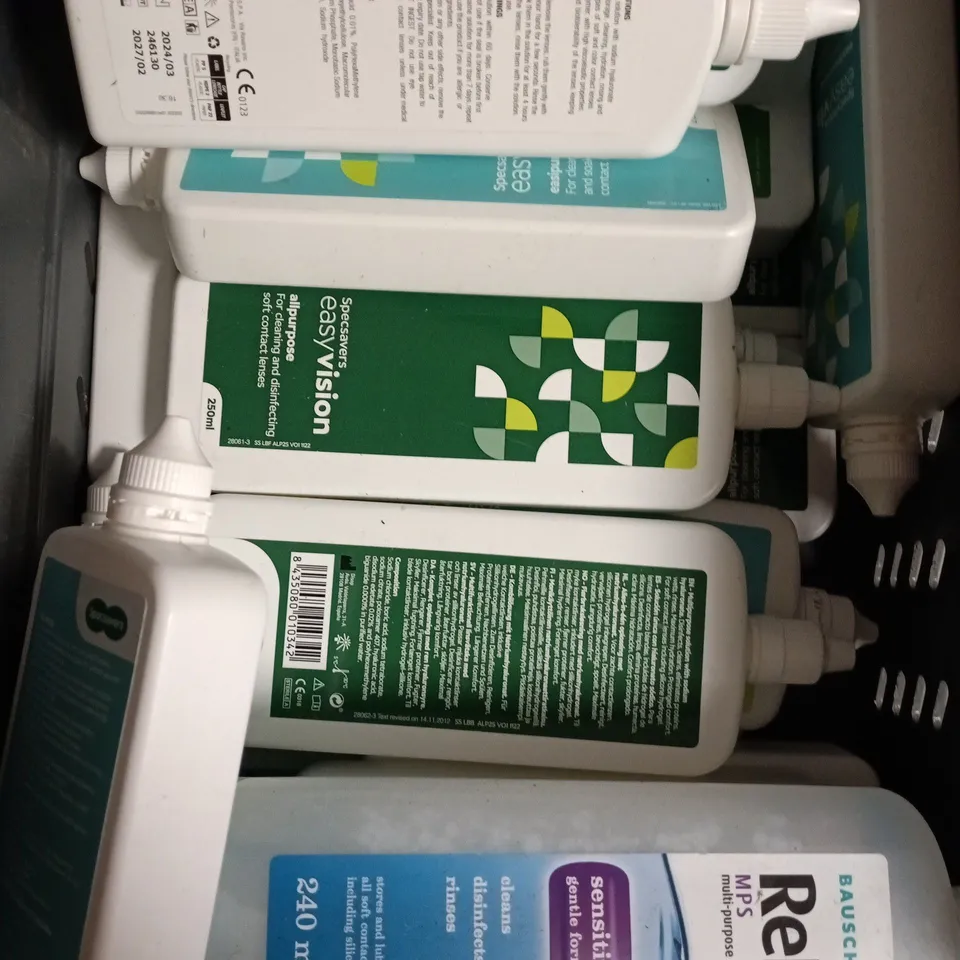 APPROXIMATELY 20 ASSORTED CONTACT LENS SOLUTIONS
