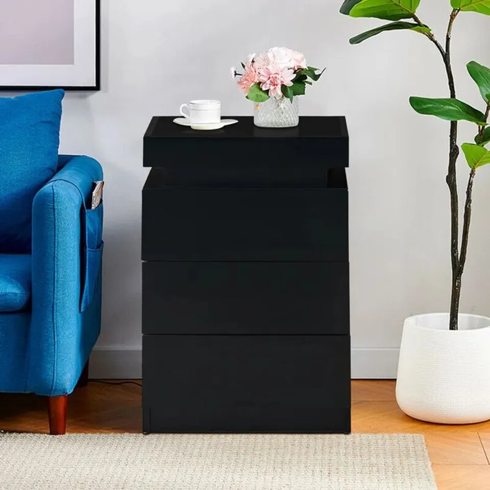 BOXED AUBAI 3 DRAWER BEDSIDE TABLE (1 BOX)