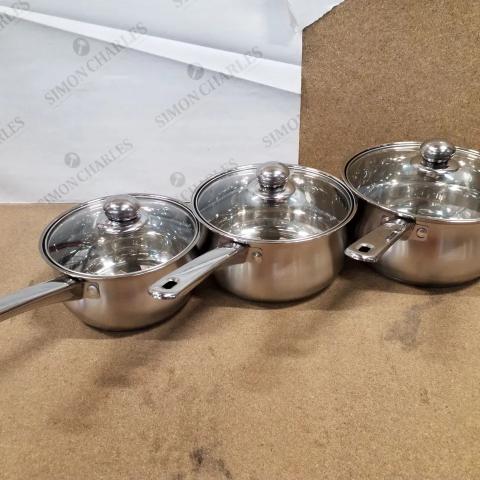 BOXED LUSTRO STAINLESS STEEL 3PC SAUCEPAN SET